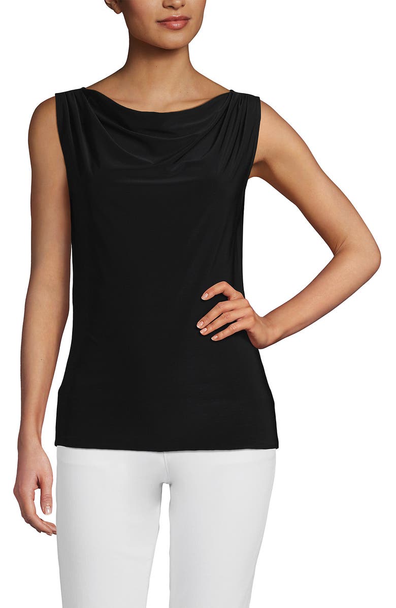 Lands' End Sleeveless Silky Knit Drape Front Top, Main, color, 