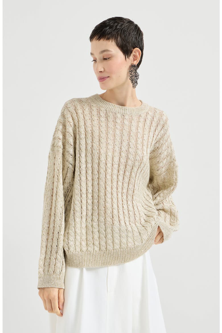 Dazzling Cable sweater, Main, color, Beige