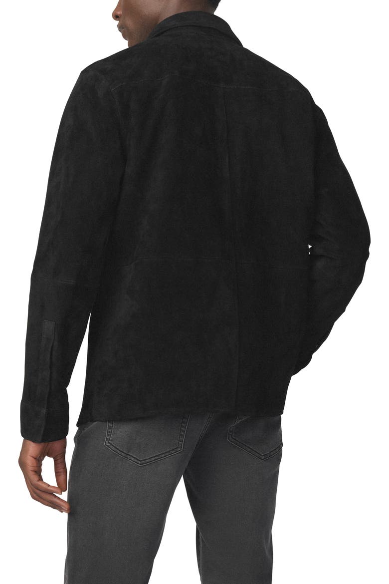 Suede Snap-Up Overshirt, Alternate, color, BLACK