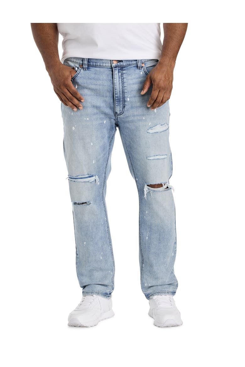 Big & Tall Tapered-Fit Paint Splatter Jeans, Main, color, MEN AT WORK
