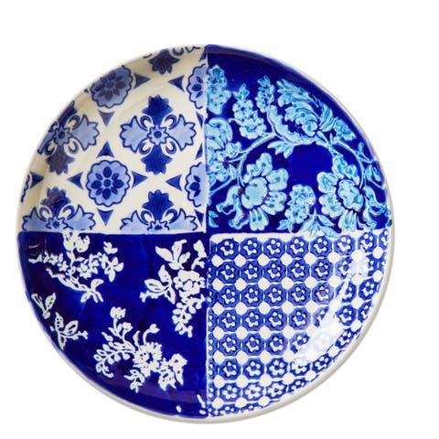 Lisbon Blue Ceramic Appetizer Plates - Dishwasher Safe Set