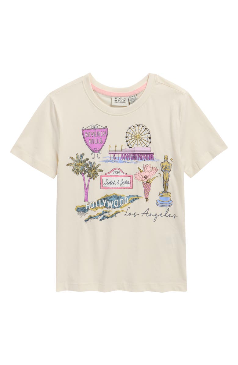 Scotch & Soda Kids' LA Graphic T-Shirt, Main, color, Natural