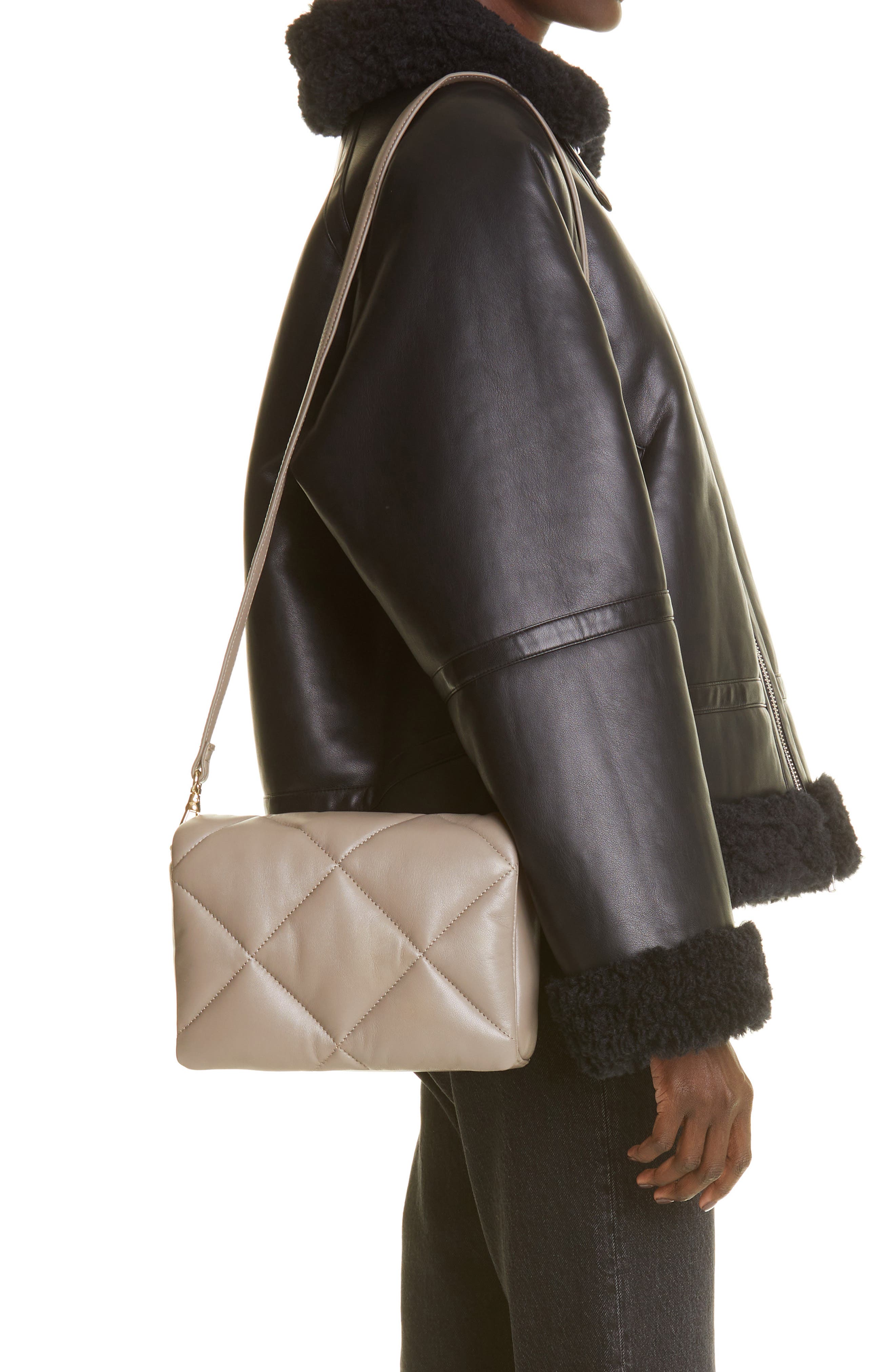 Mini Brynn Quilted Lambskin Leather Shoulder Bag, Alternate, color, SANDSTONE BEIGE W G0LD CHAIN