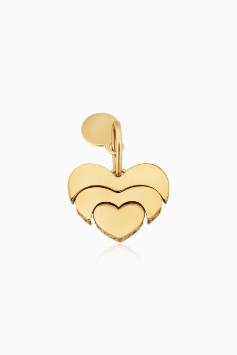 14K Gold Mosaic Heart Pendant Charm