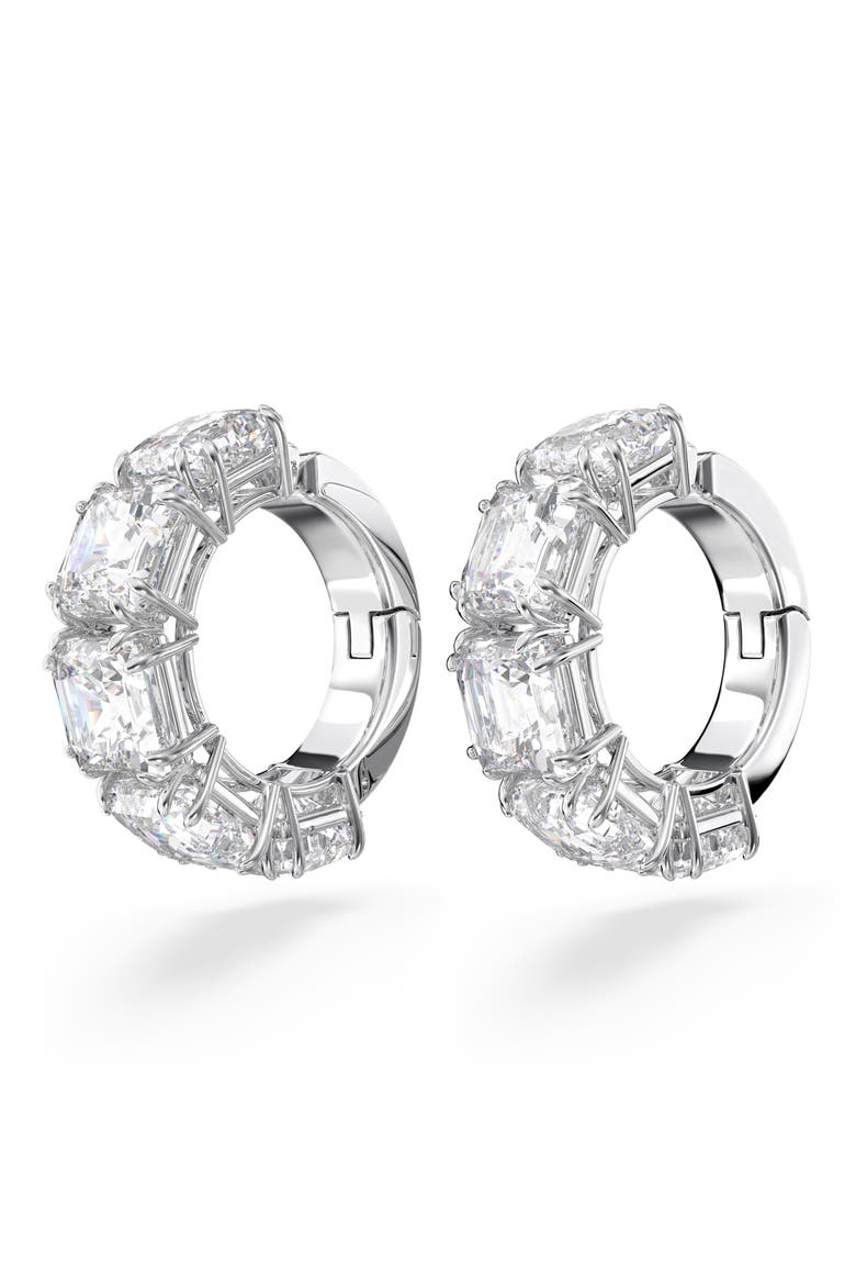 Millenia Clip-On Earrings, Alternate, color, WHITE/ SILVER