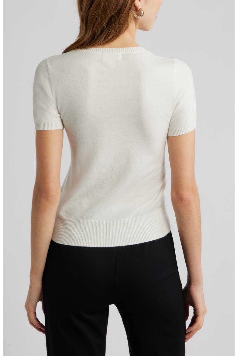 Fitted Short Sleeve Sweater, Alternate, color, IVORY