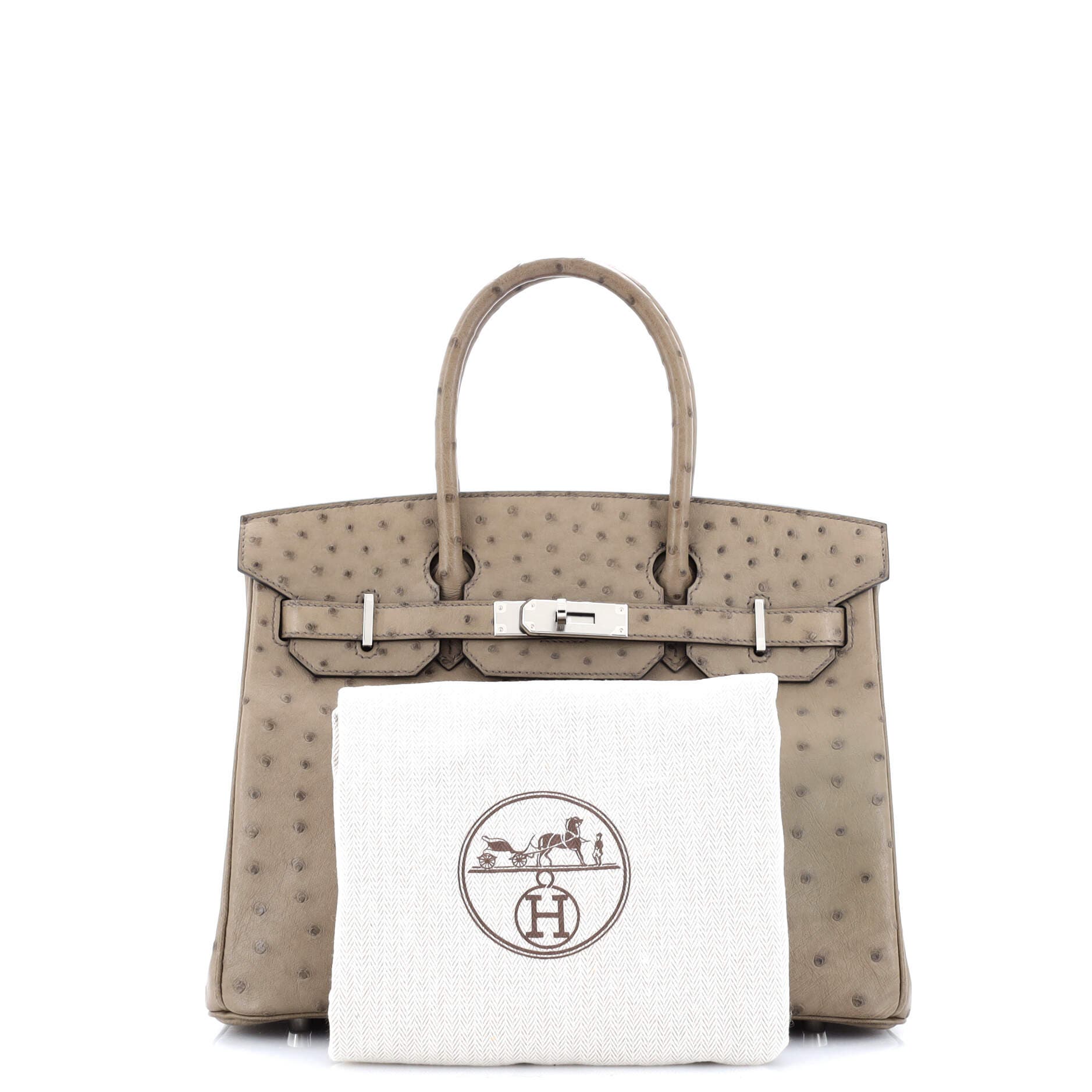 Pre-Owned Hermes Birkin Handbag Brown Ostrich with Palladium Hardware 30, Alternate, color, 