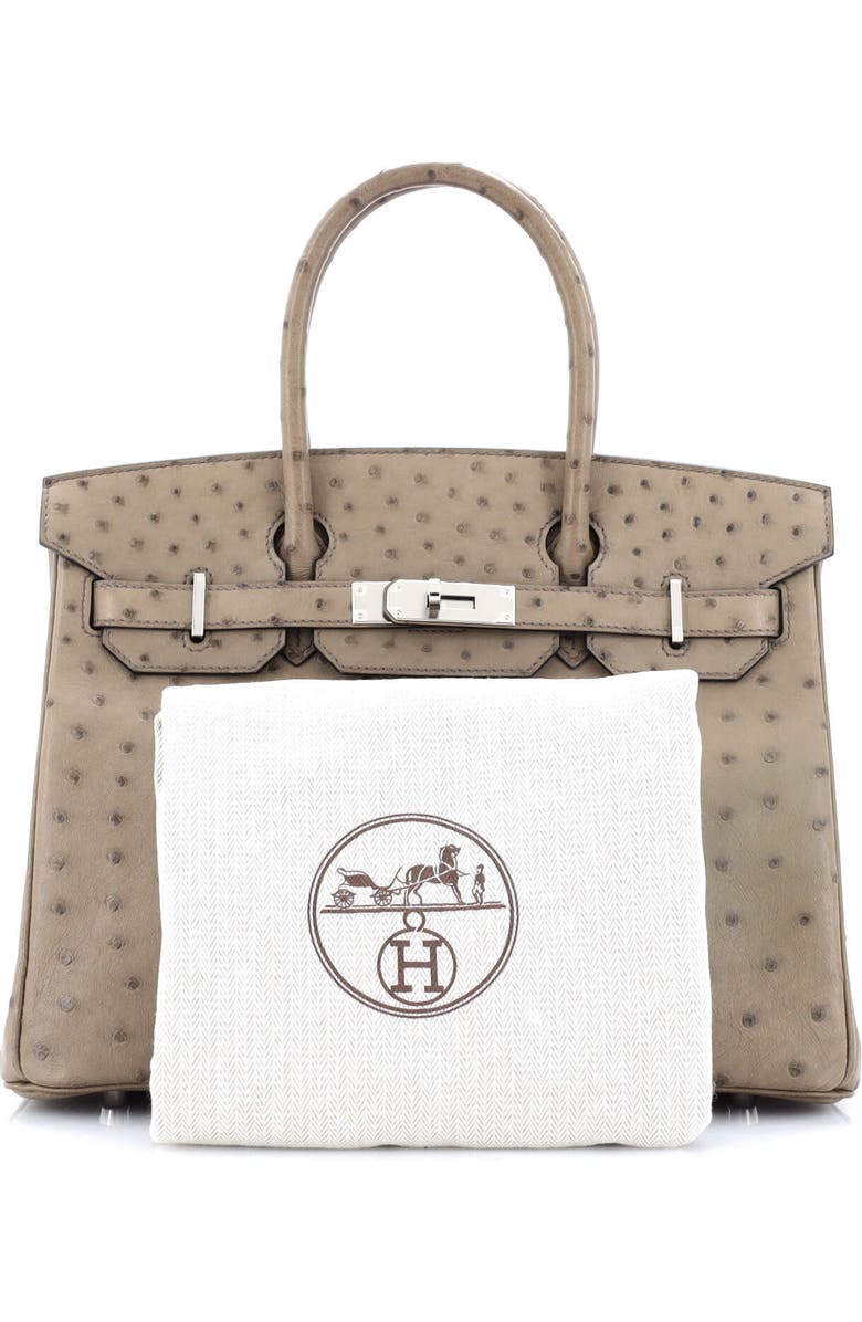 Pre-Owned Hermes Birkin Handbag Brown Ostrich with Palladium Hardware 30, Alternate, color,