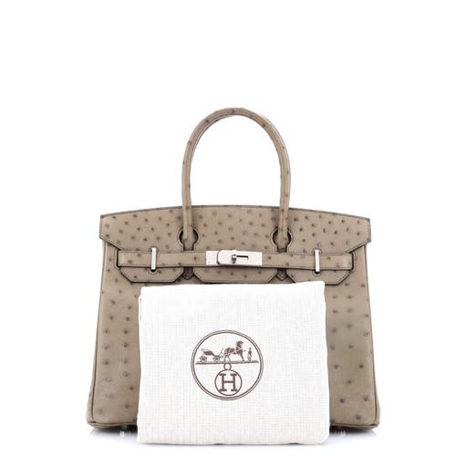 Pre-owned Hermes Hermes Birkin Handbag Brown Ostrich With Palladium Hardware 30 In Brown