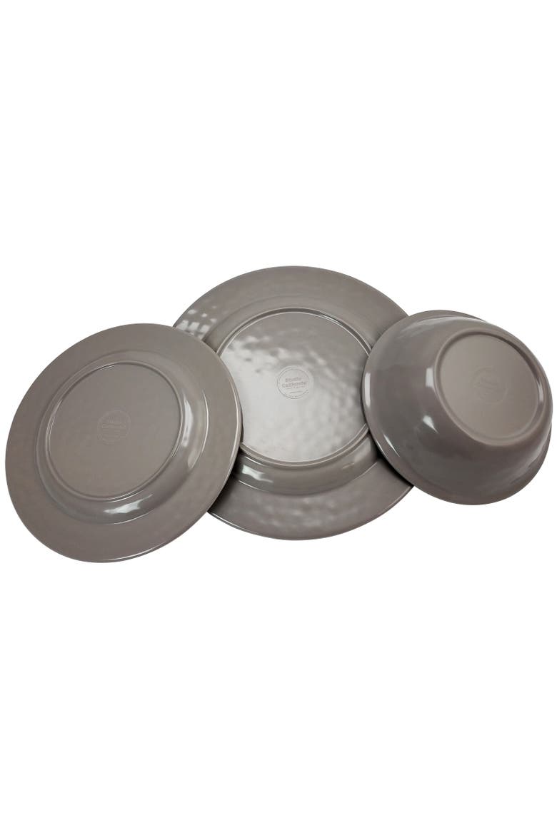 Mauna 12 piece Dinnerware Set in  Gray Crackle Look Decal, Alternate, color, Grey
