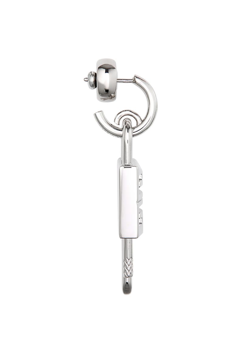 Men's Lock Hoop Earring, Alternate, color, SILVERY