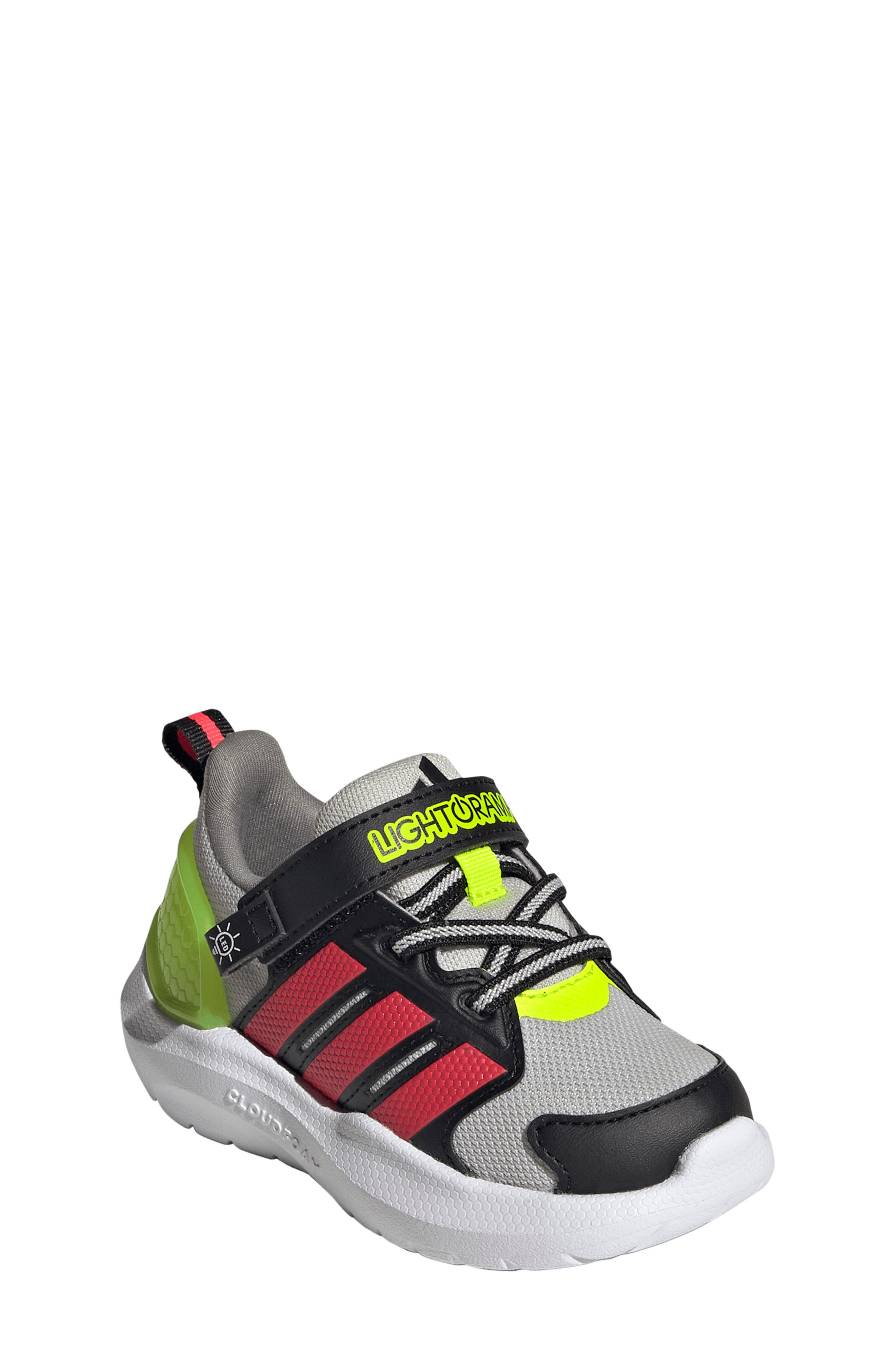 adidas Kids' Lightorama Sneaker, Main, color, Grey/ Lucid Red/ Lucid Lemon