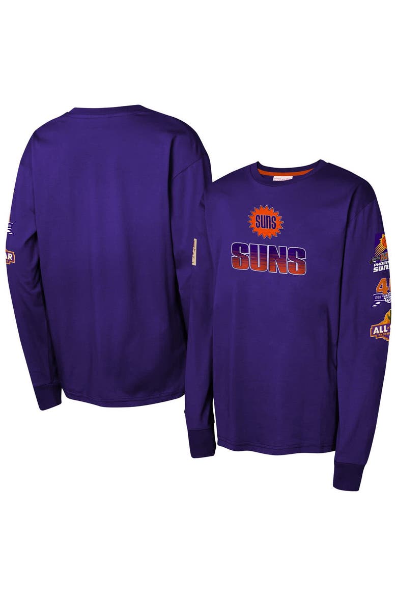 Youth Mitchell & Ness Purple Phoenix Suns  Hardwood Classics All Over Long Sleeve T-Shirt, Main, color, Purple