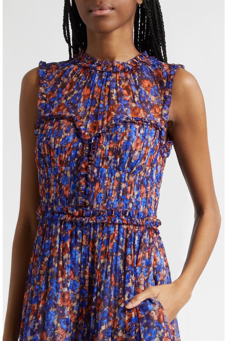 Kasia Floral Silk Midi Dress, Alternate, color, VIOLET