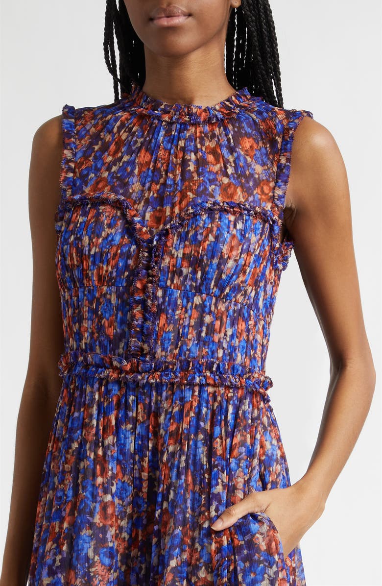 Ulla Johnson Kasia Floral Silk Midi Dress, Alternate, color, Violet