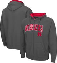 COLOSSEUM Men's Colosseum Charcoal Nebraska Huskers Arch & Logo 3.0 Full-Zip Hoodie