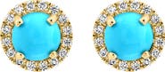 EFFY 14K Yellow Gold Turquoise & Diamond Halo Stud Earrings - 0.12ct.