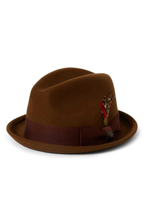 Brixton Gain Wool Fedora In Brown