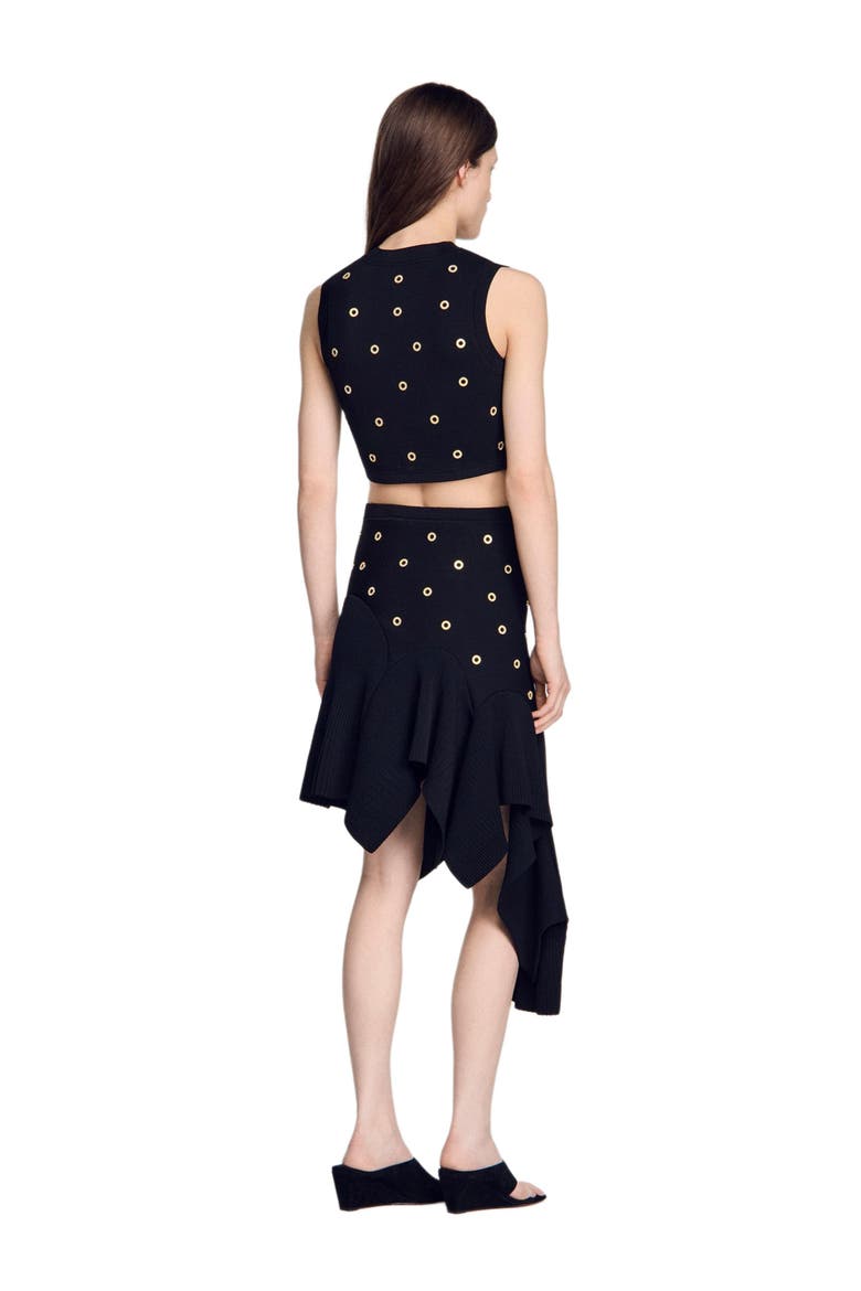 Studded knit top, Alternate, color, Black