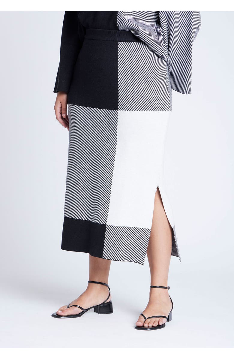 ELOQUII Intarsia Sweater Skirt, Alternate, color, Plaid Please