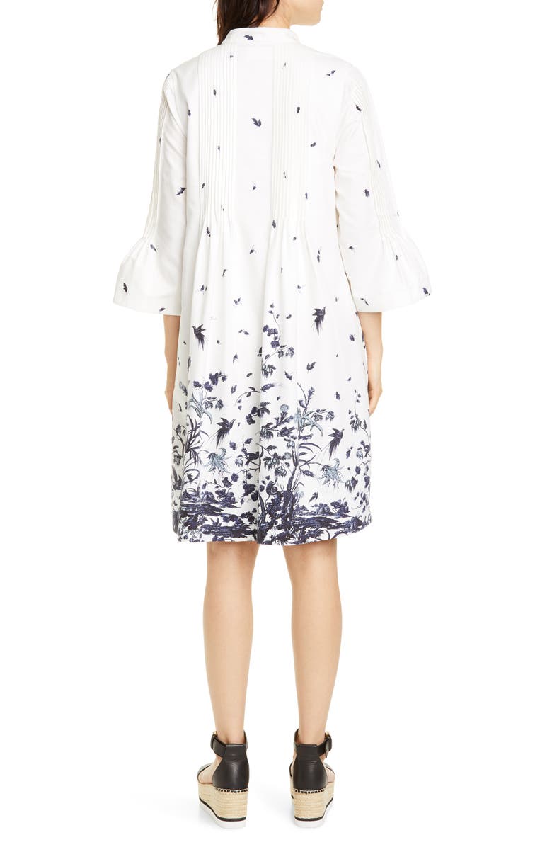 Erdem Floral Pintuck Cotton Poplin Shift Dress, Alternate, color, 