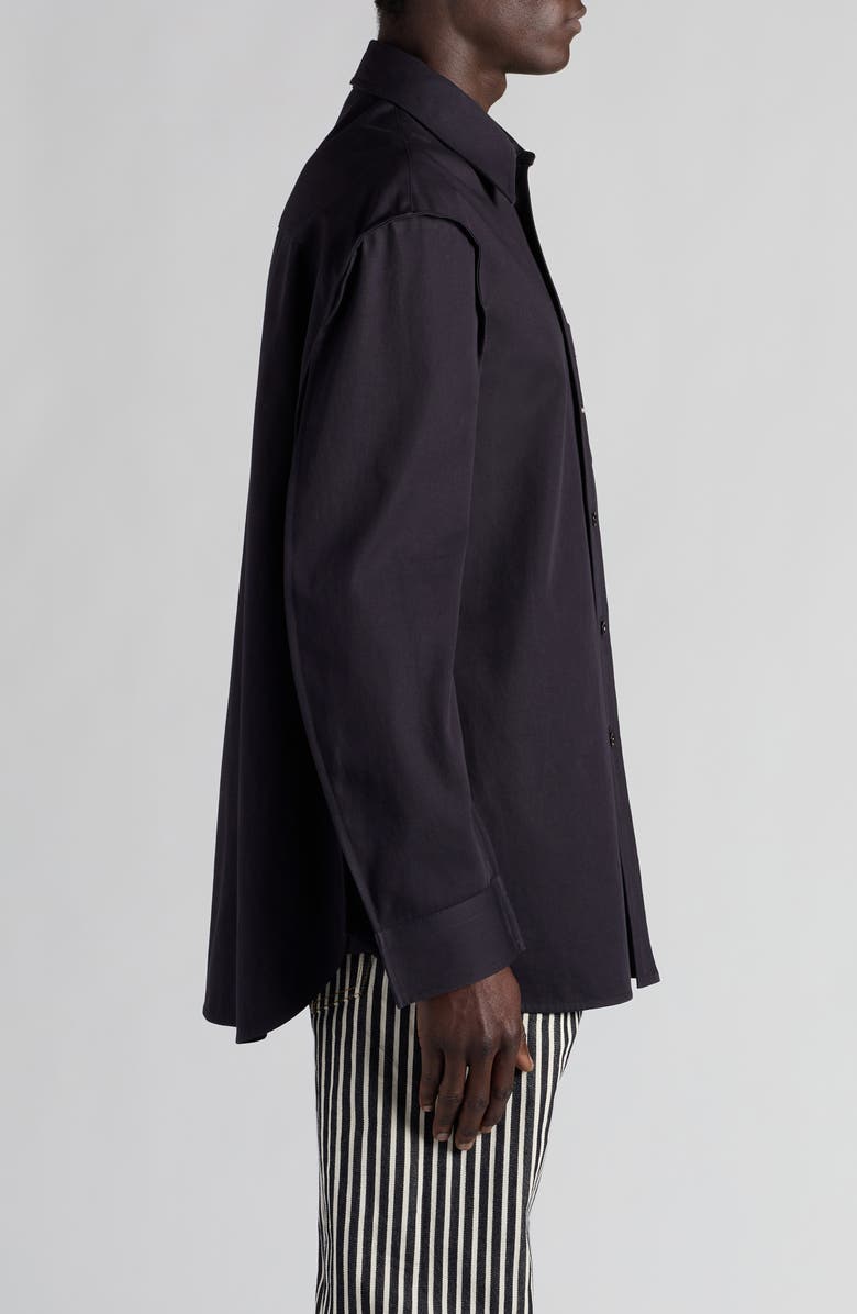 Bottega Veneta Cotton Twill Button-Up Shirt, Alternate, color, Dark Night
