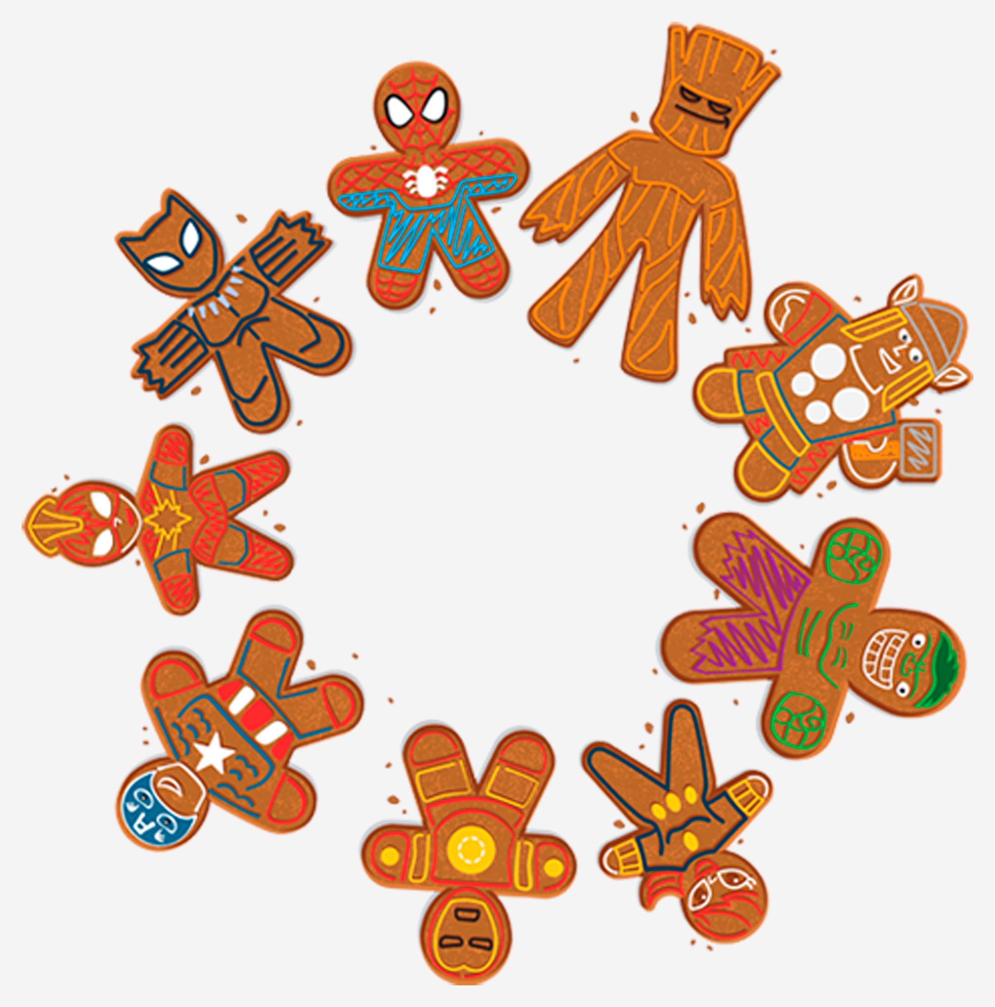Women's Marvel Christmas Gingerbread Cookie Circle  Graphic T-Shirt - image 2