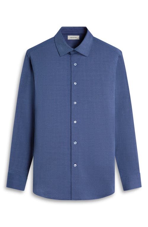 Bugatchi Jimmy Ooohcotton® Herringbone Button-up Shirt In Navy