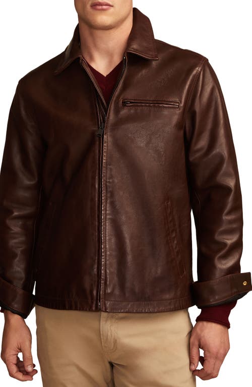 Lucky Brand Leather Touring Jacket In Brown