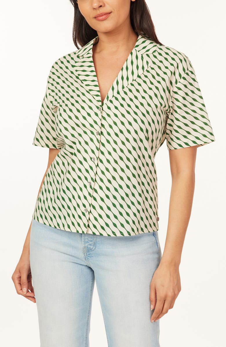 Scotch & Soda Printed Cotton Camp Shirt, Alternate, color, Vintage Stripe