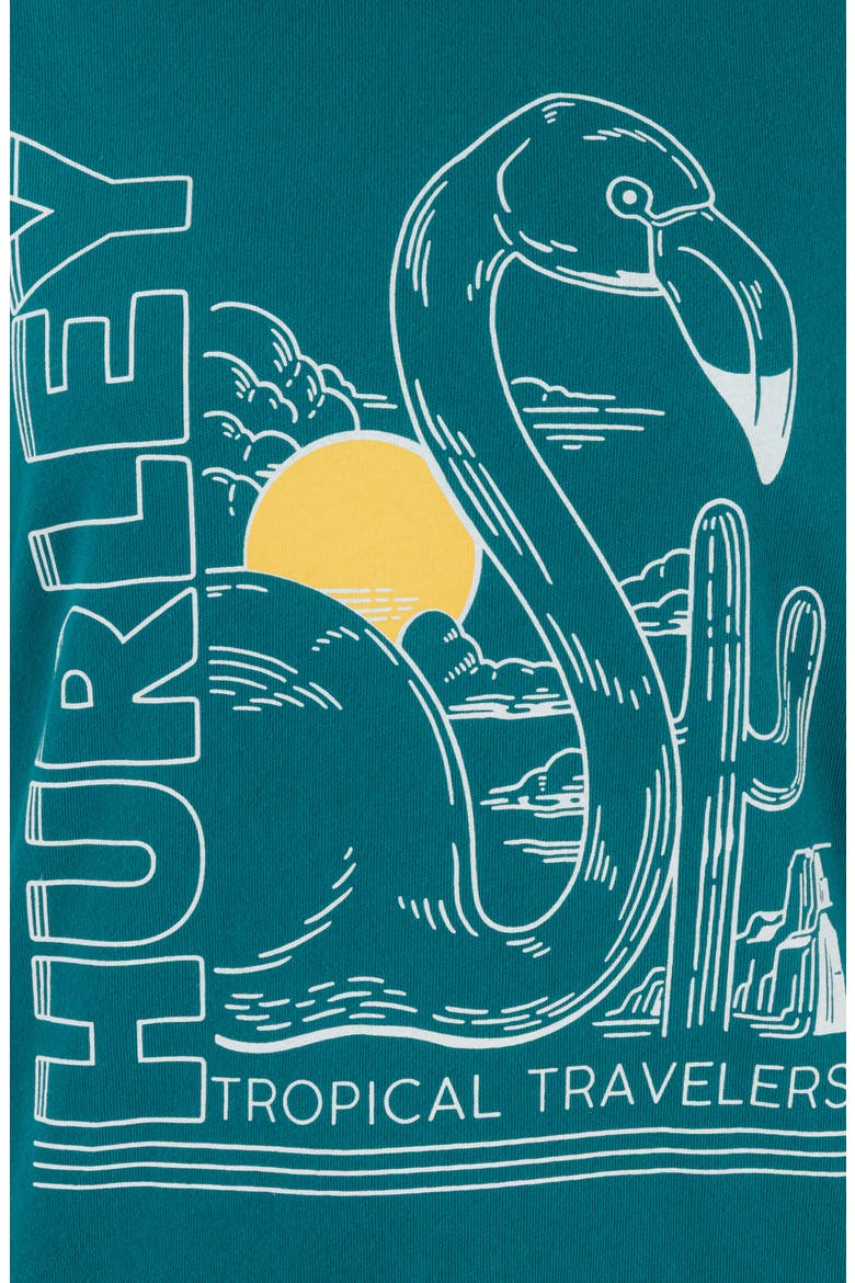 Tropical Travelers Graphic Boyfriend T-Shirt, Alternate, color, DEEP LAKE