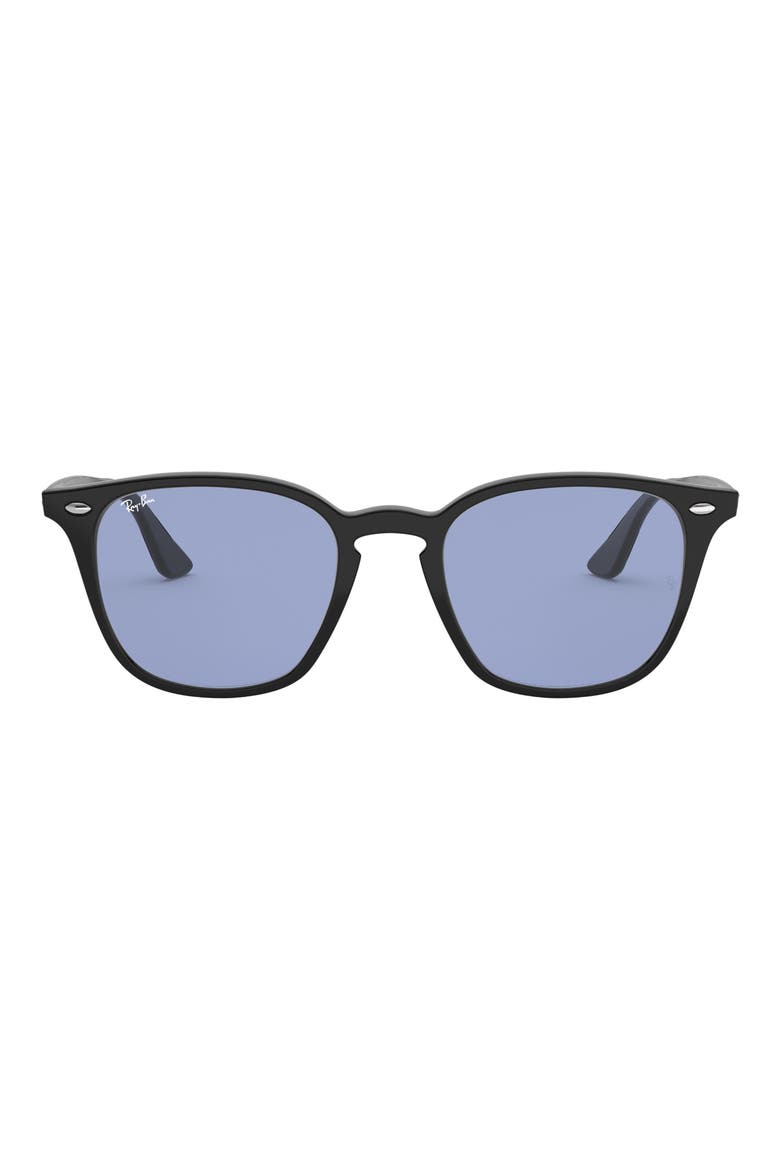 52mm Square Sunglasses, Main, color, BLACK / BLUE