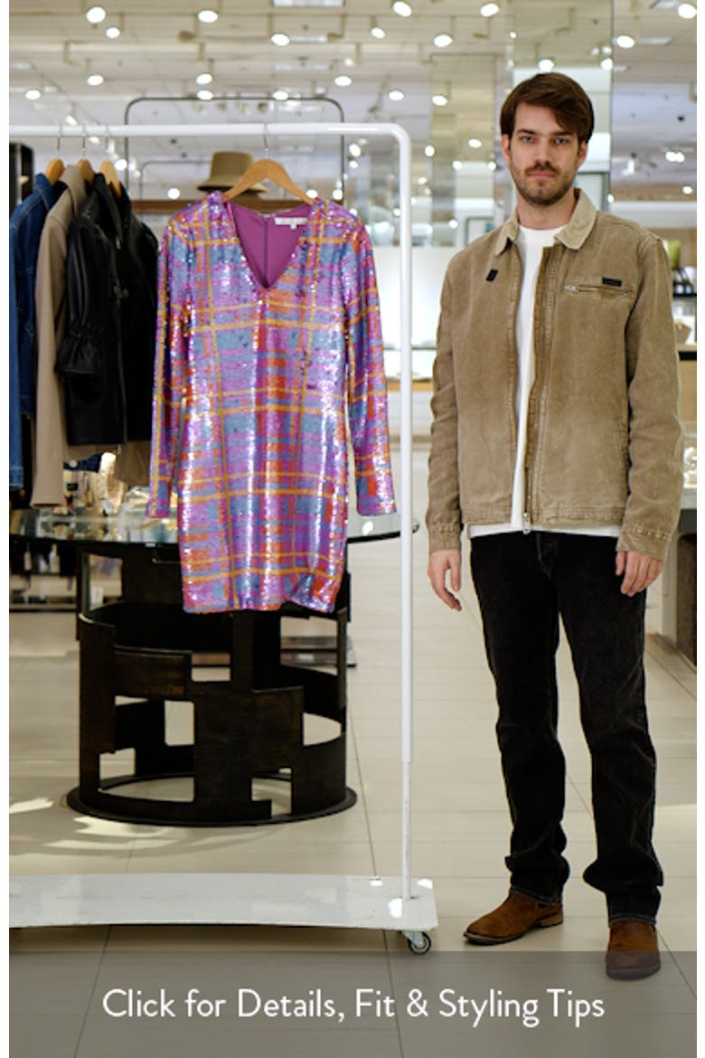 Check Pattern Sequin Long Sleeve Dress video