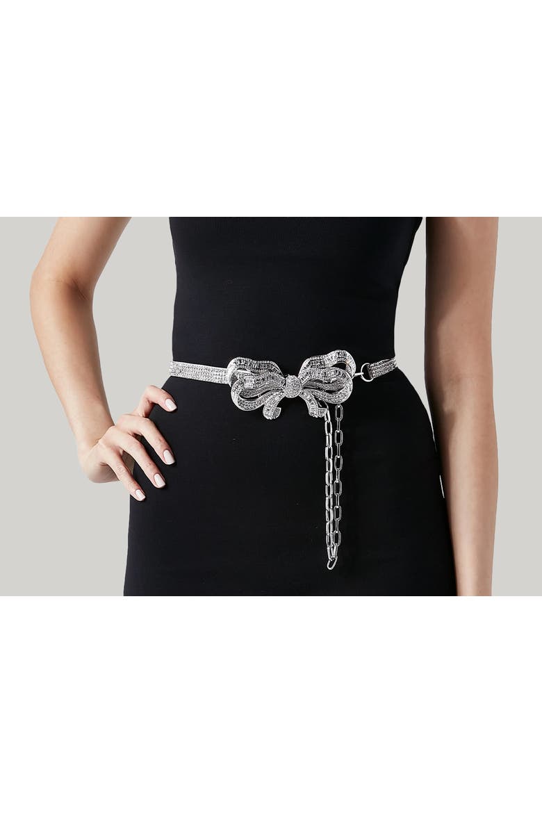 Bow Baguette Belt, Main, color, Silver Rhine
