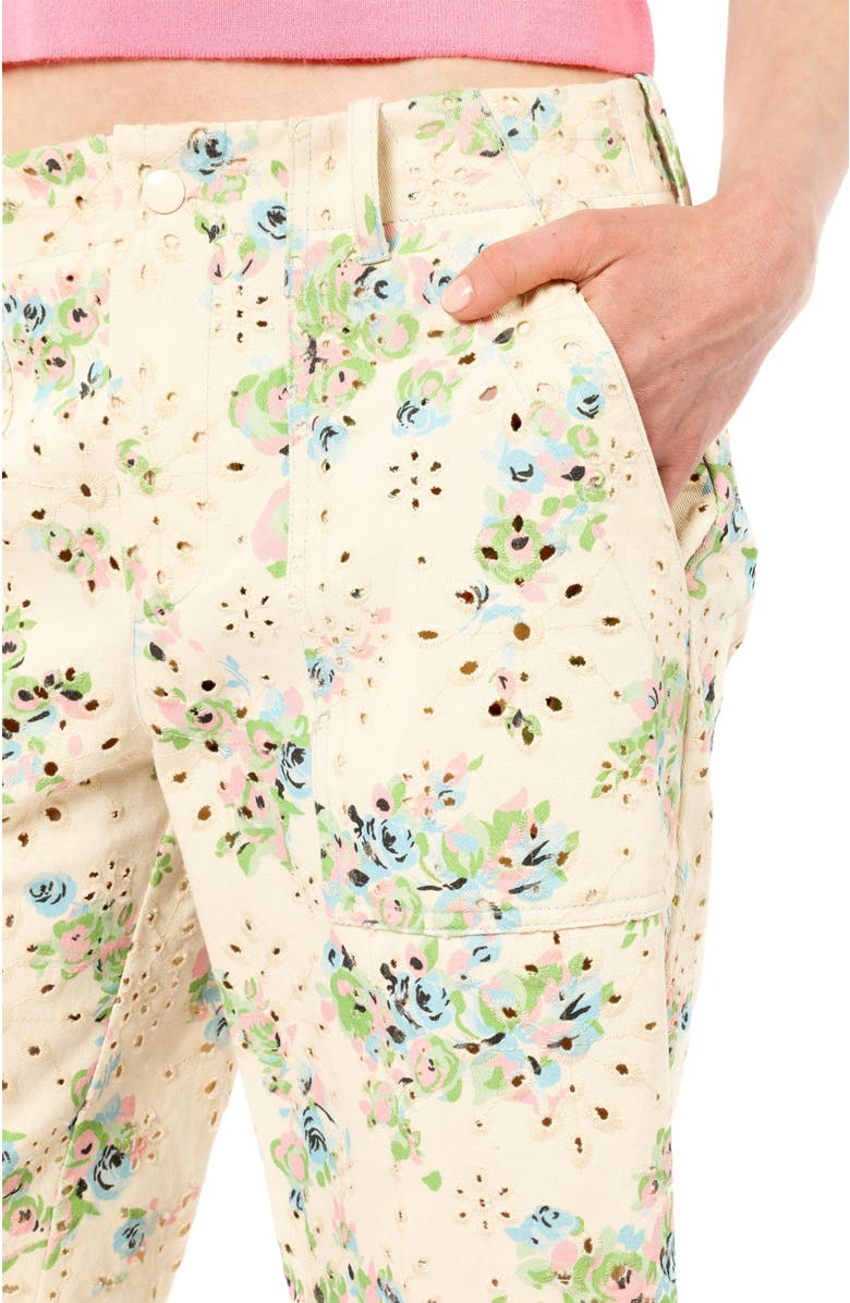 Anna Sui Rosies Posies Eyelet Bermuda Shorts, Alternate, color, Baby Blue