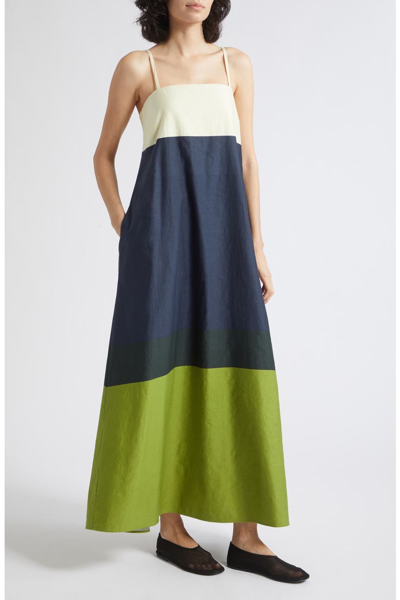 Symmetria Hennika Colorblock Dress, Alternate, color, LIGHT YELLOW DARK BLUE GREEN