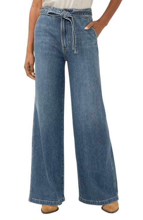 Highly Desirable Belted High Waist Wide Leg Jeans (Rhythm)