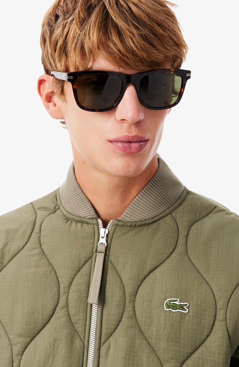 Lacoste Water Repellent Quilted Bomber Jacket, Alternate, color, Khaki