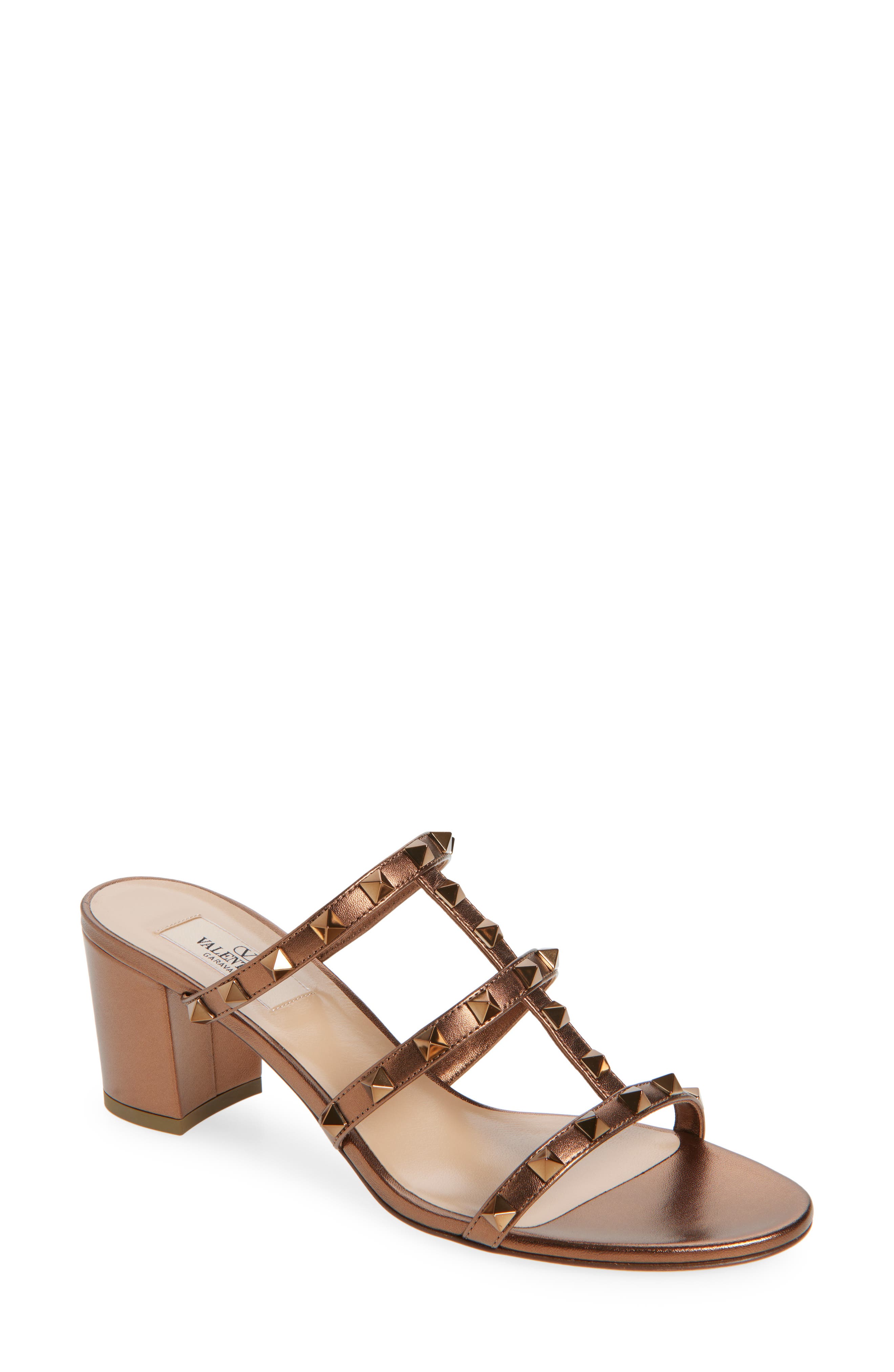 Valentino Garavani Rockstud Slide Sandal, Main, color, Bronze