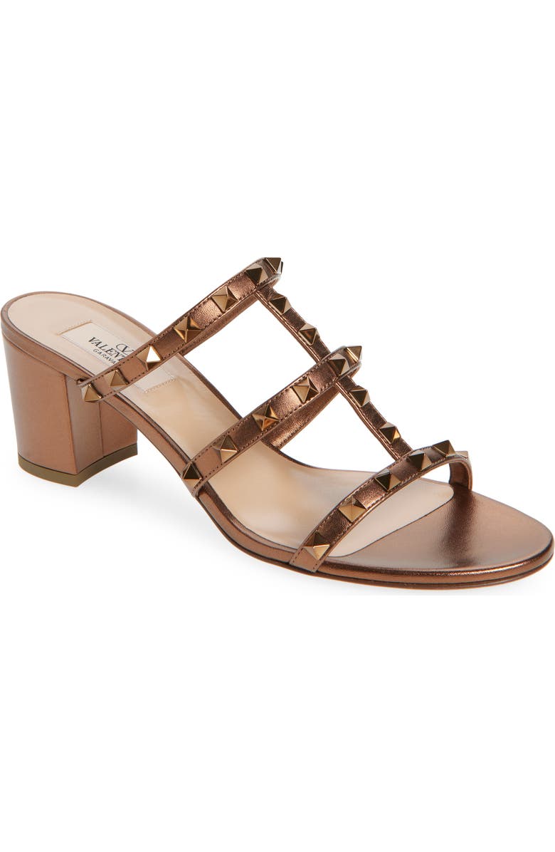 Valentino Garavani Rockstud Slide Sandal, Main, color, Bronze