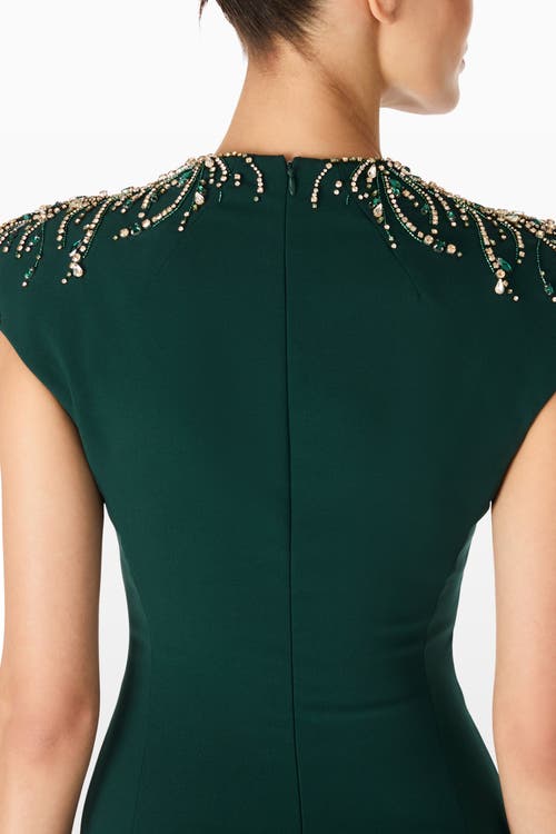 Jenny Packham Ardila Crystal-embellished Midi Dress In Green