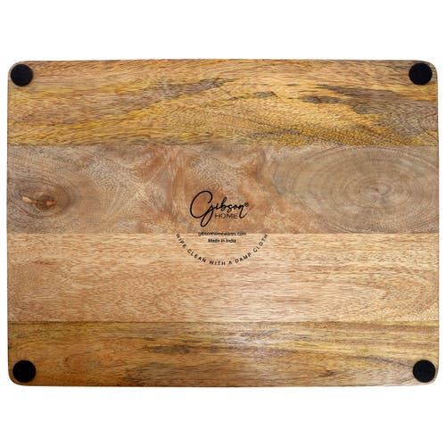 Gibson Home 16 Inch Duo Tone Rectangular Wood Serving Platter In Brown