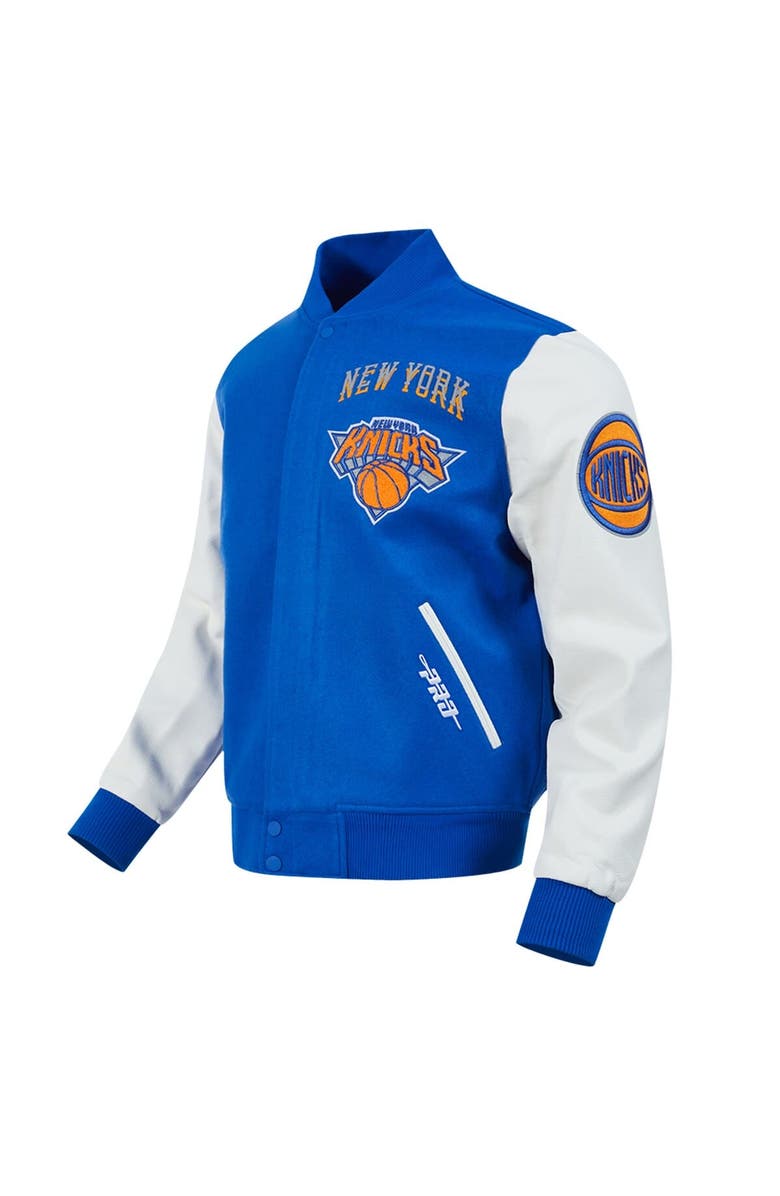 PRO STANDARD Men's Pro Standard  Blue New York Knicks 2024/25 City Edition Wool Varsity Full-Zip Jacket, Alternate, color, 
