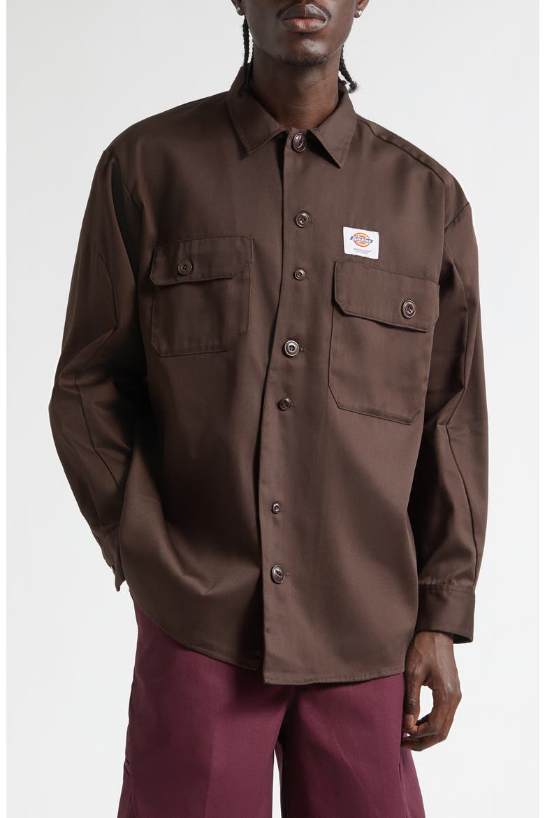 x Dickies Button-Up Work Shirt, Main, color, BROWN
