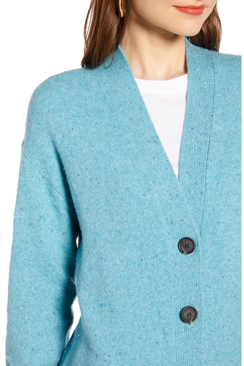 Cozy V-Neck Cardigan (Nordstrom Exclusive), Alternate, color, TEAL SICILY COMBO