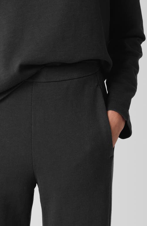 Eileen Fisher Slouch Organic Cotton Ankle Pants In Washed Black