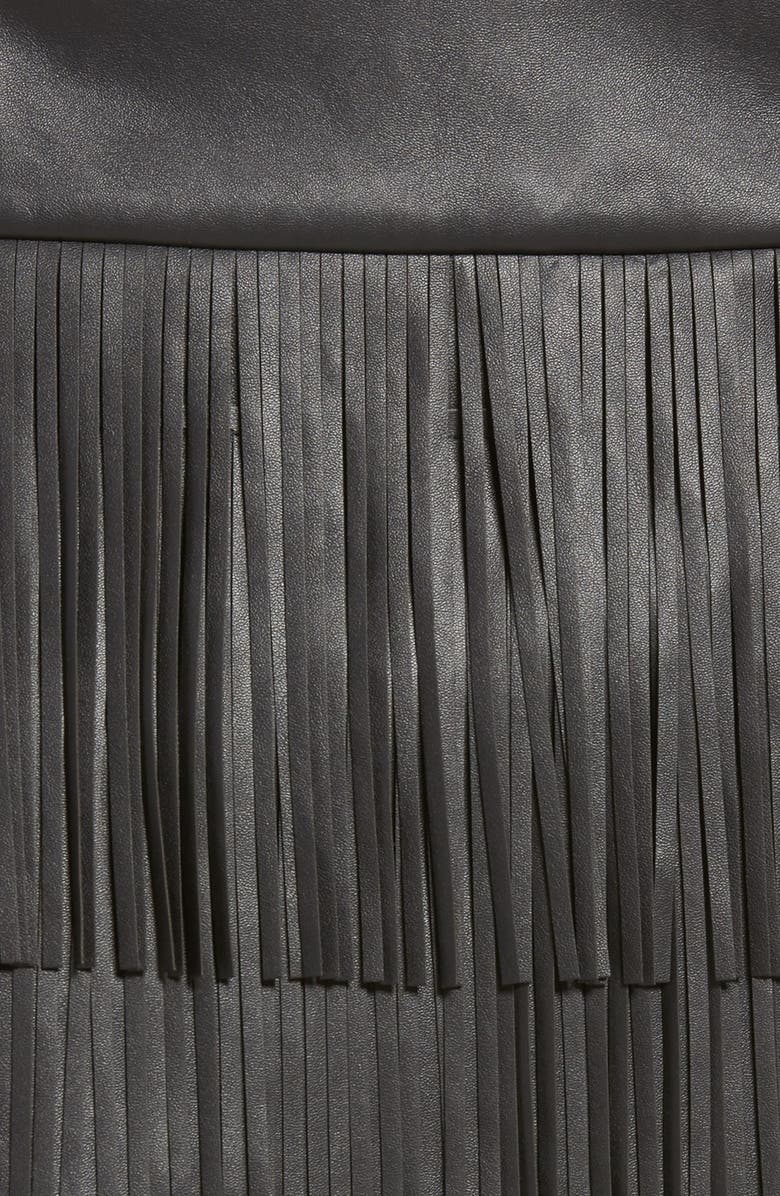 Trouvé Fringe Faux Leather Skirt, Alternate, color, 