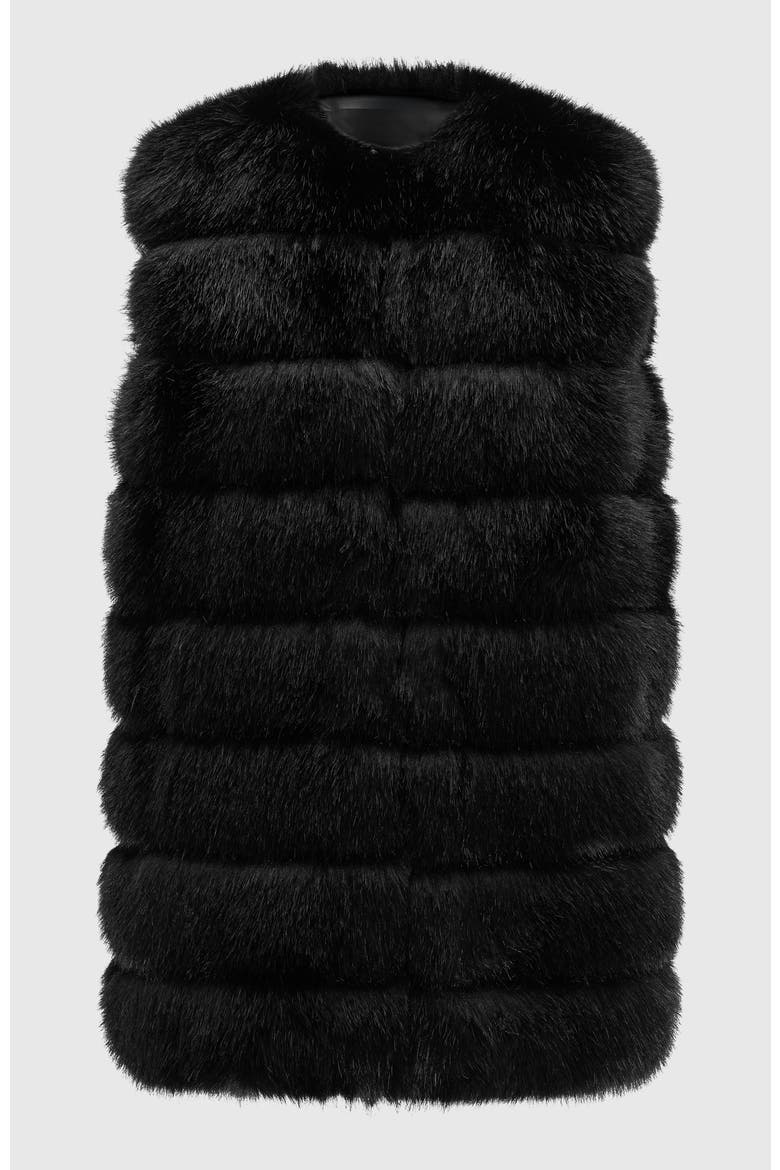 Fur-Free Fox (Faux Fur) Vest, Alternate, color, BLACK