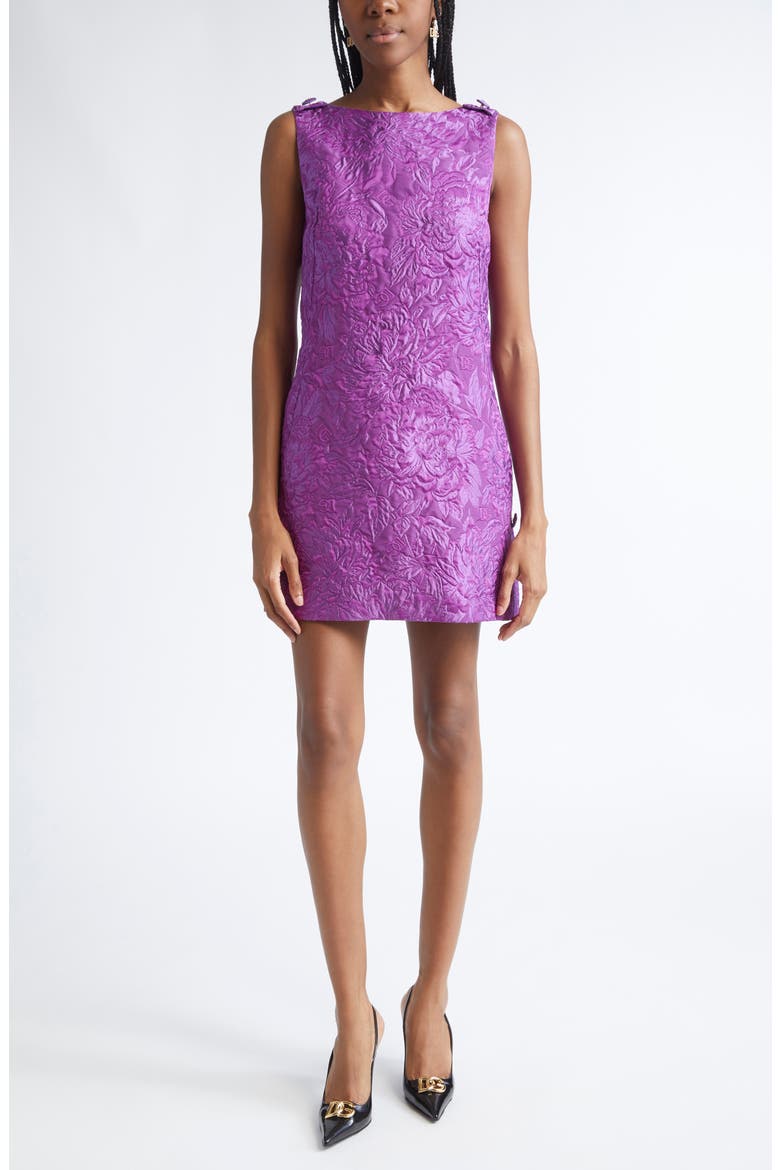 Sleeveless Peony Brocade Minidress, Main, color, F0571 VIOLA