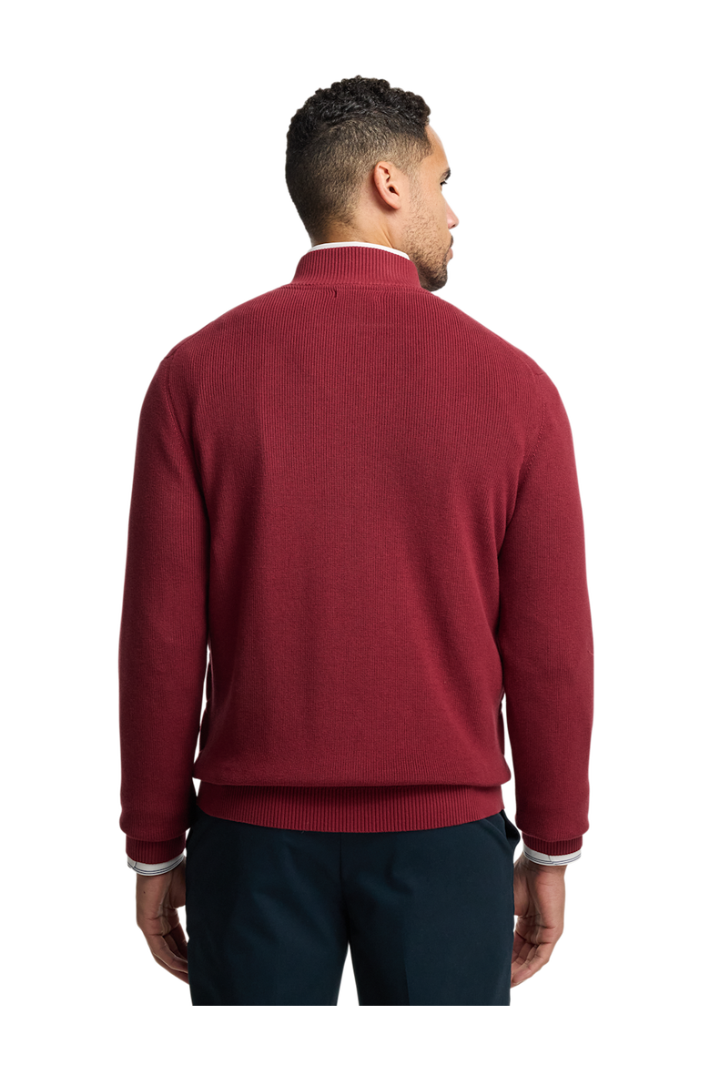 Cotton Full Zip Mock Neck Sweater Jacket, Alternate, color, Burgundy